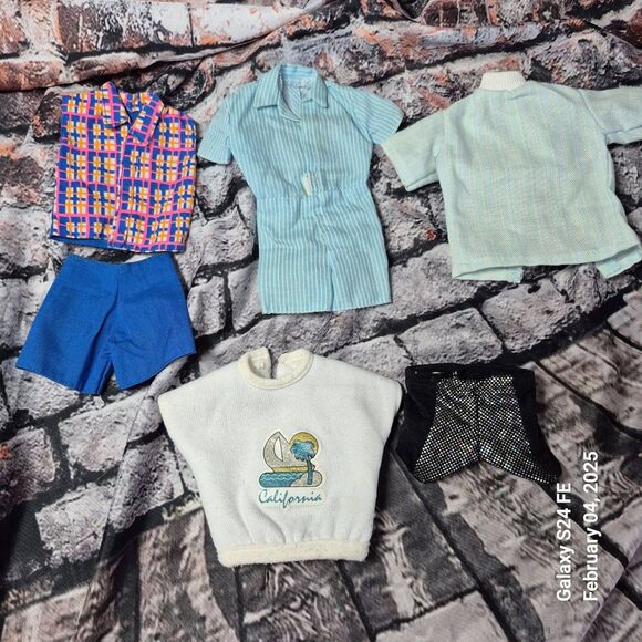 Vintage 6 Piece Set Ken Clothes Mattel Barbie Doll 2 Bottoms 3 Tops 1 Jumper EUC - Picture 1 of 1